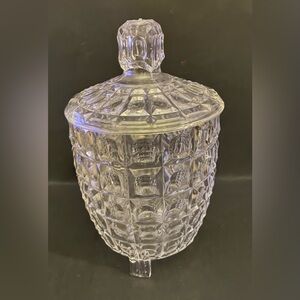 Vintage Clear all Plastic Jar with Lid